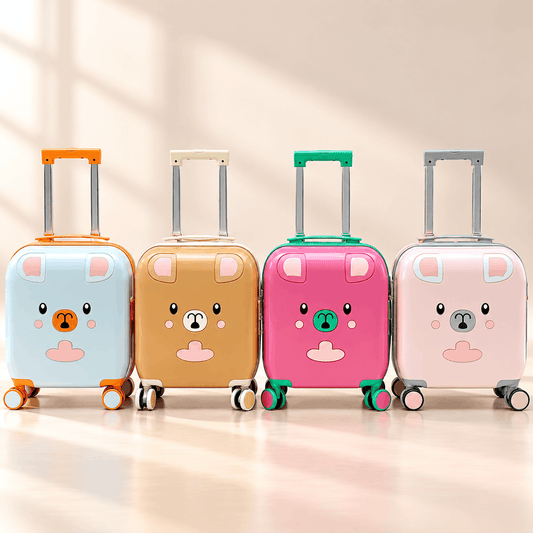 Kids Cute Bear Face Hard-Shell Trolley Bag