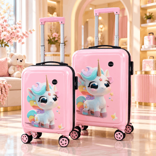 Pastel Pink Unicorn Kids Trolley Suitcase