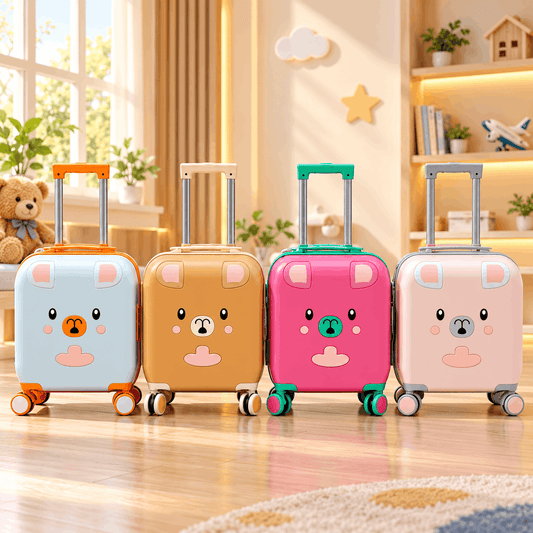 Kids Cute Bear Face Hard-Shell Trolley Bag