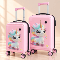 Pastel Pink Unicorn Kids Trolley Suitcase