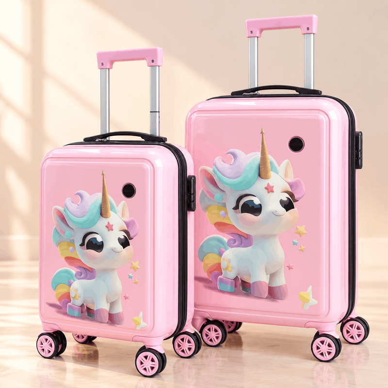 Pastel Pink Unicorn Kids Trolley Suitcase
