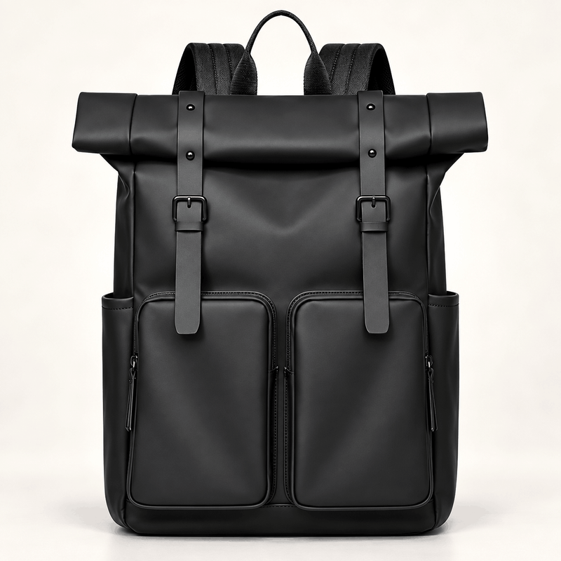 Premium Roll-Top Double Pocket Backpack