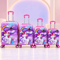 Kids Unicorn Printed Hard-Shell Trolley Suitcase Set