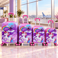 Kids Unicorn Printed Hard-Shell Trolley Suitcase Set