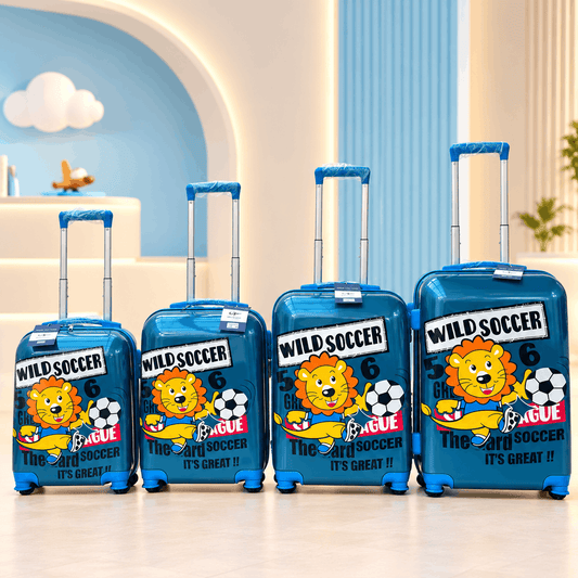 Kids Wild Soccer Printed Hard-Shell Trolley Suitcase Set