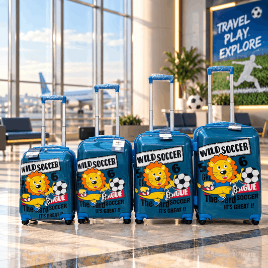 Kids Wild Soccer Printed Hard-Shell Trolley Suitcase Set